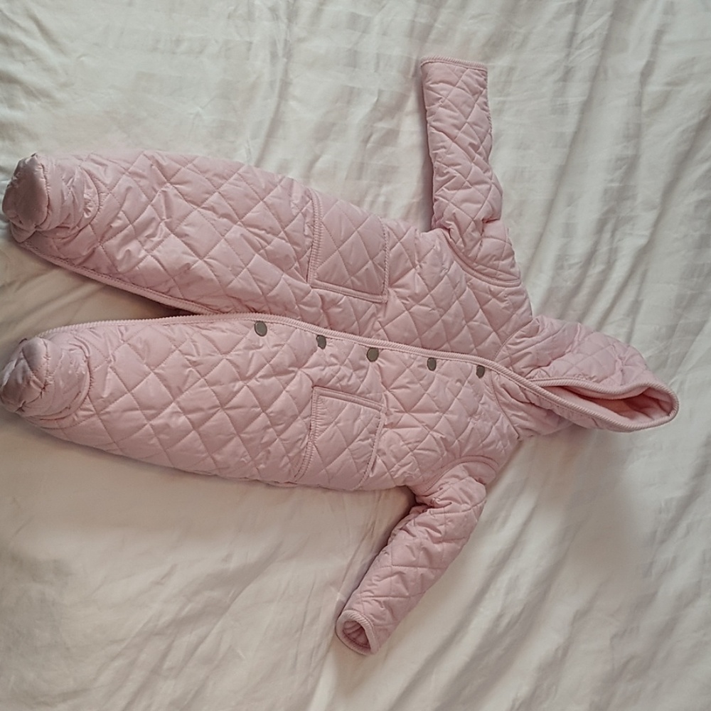 Ralph Lauren Baby Pink Quilted Snow Suit Bunting